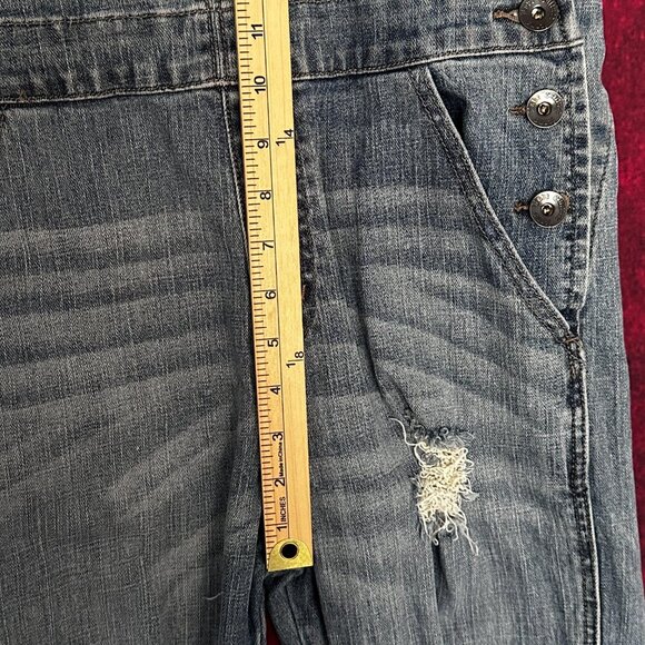 WOMENS LOVE CULTURE JEANS OVERALLS, LIGHT BLUE DENIM, DISTRESSED, MEDIUM SIZE - Picture 13 of 15